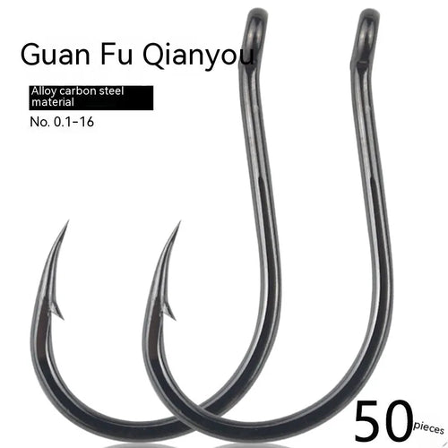 Barbed sea fishing hooks with ring eye and crooked point in a bulk pack for rock and saltwater fishing.