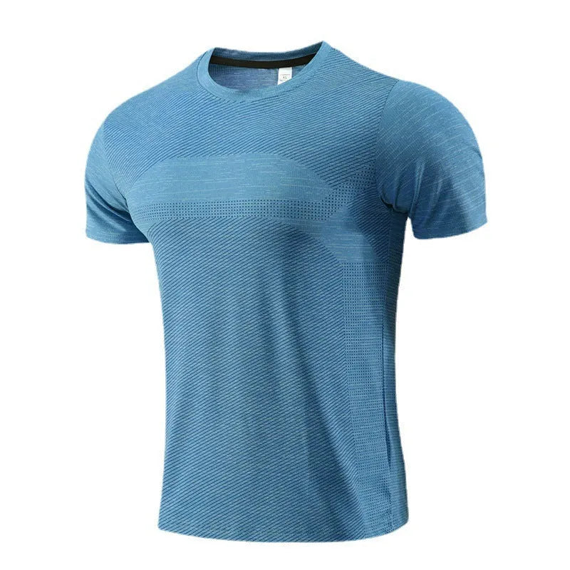 Men's short sleeve running and basketball T-shirt in polyester spandex fabric on a size chart