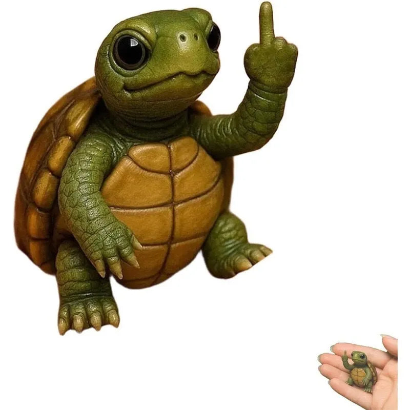 Mini resin animal middle finger doll figurine in choice of seven animal designs including cat, dog, and turtle.