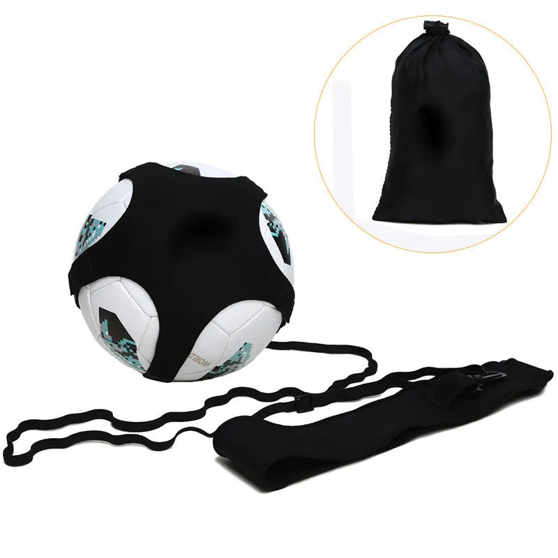 Black football juggling belt training equipment with rotating design for solo practice