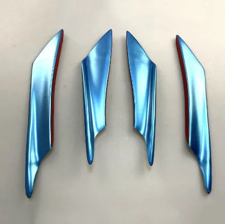 Set of four ABS plastic automotive bumper spoiler air knives in carbon fibre finish