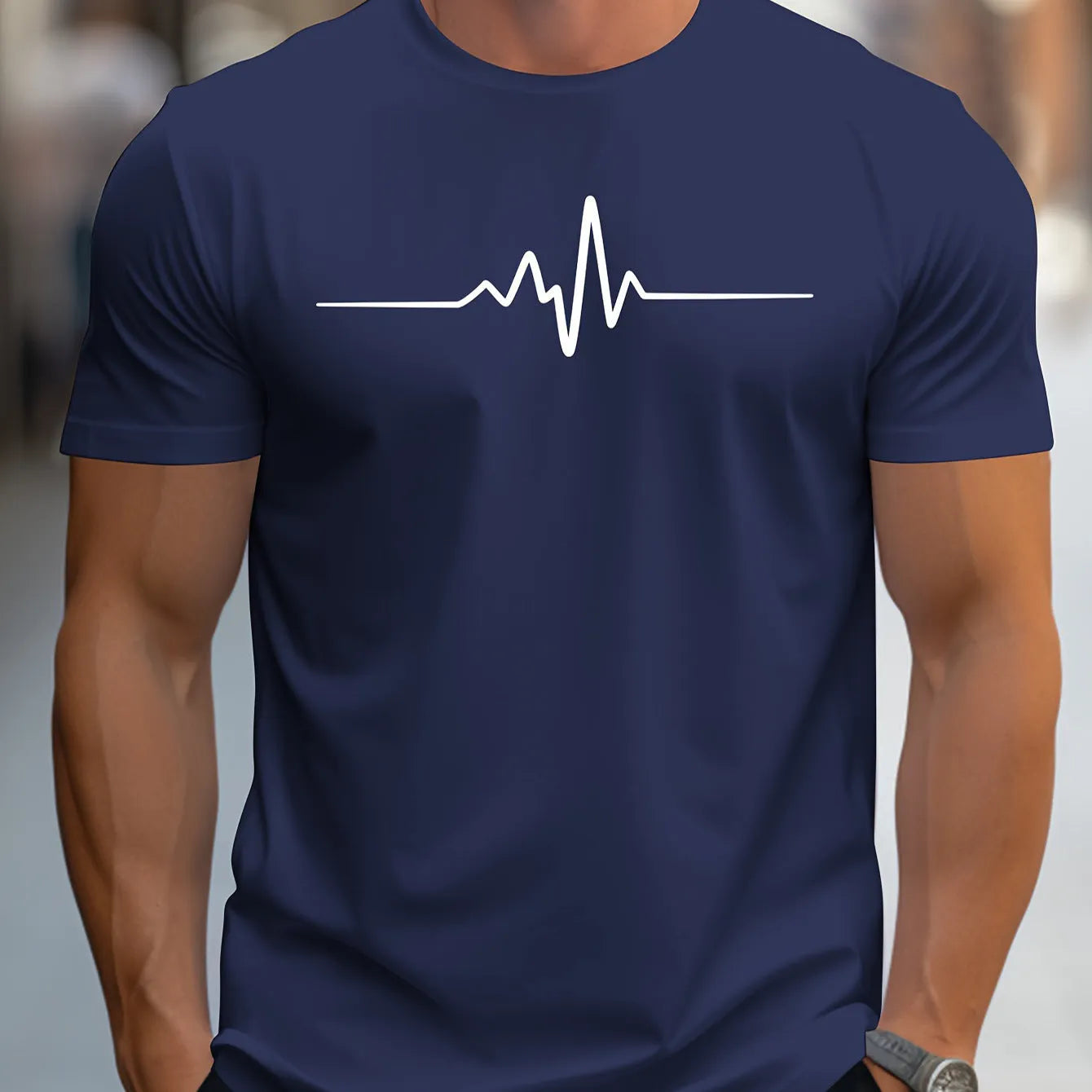 Men's loose fit t-shirt with 3D letter patterns in short sleeve design for summer casual wear