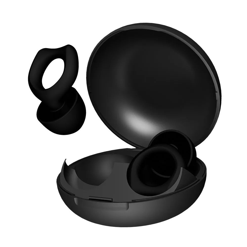 Black silicone soundproof earplugs for sleep, work and party noise reduction