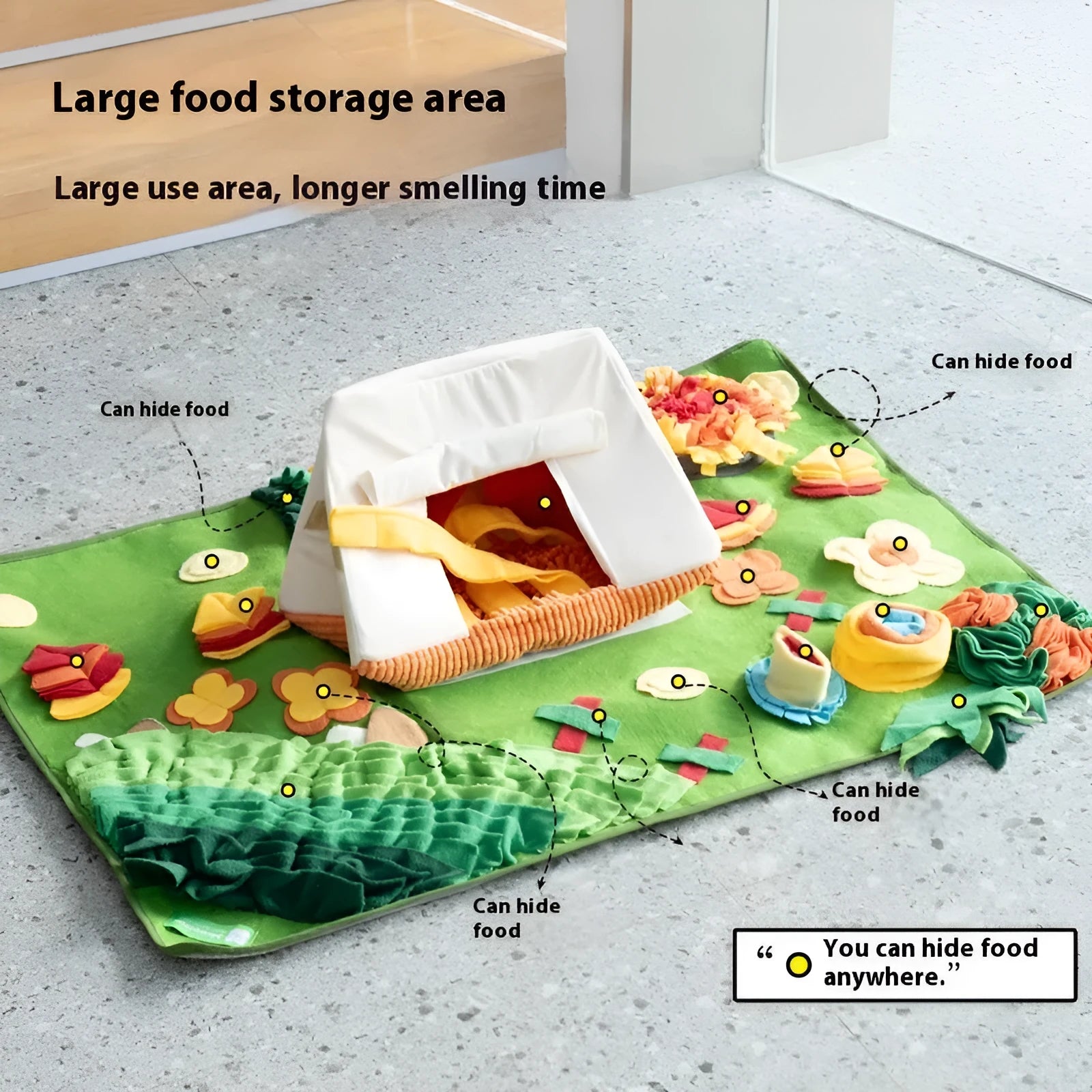 Plastic fabric dog sniffing mat with printed theme pattern for slow feeding and scent games