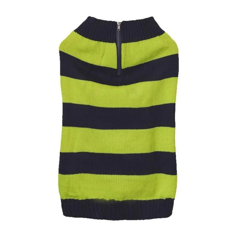 Contrast colour dog jumper sweater with horizontal zipper pocket and button closure