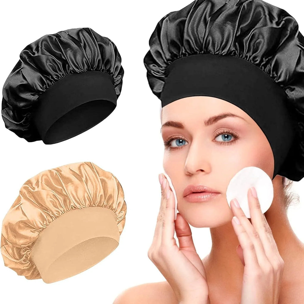 Wide-brimmed high elastic knit polyester headscarf beauty cap for women in tie-dye colour flat top crown