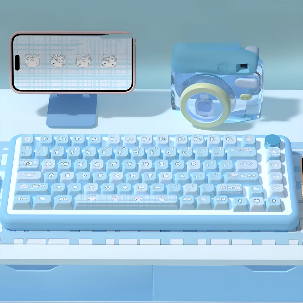 Custom watercolour cat design mechanical keyboard keycaps in 138 or 158 piece full sets