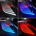 Wings projection LED lamp with aluminium housing and projection lens, for motorcycles and vehicles, available in blue, ice blue, red, or white.
