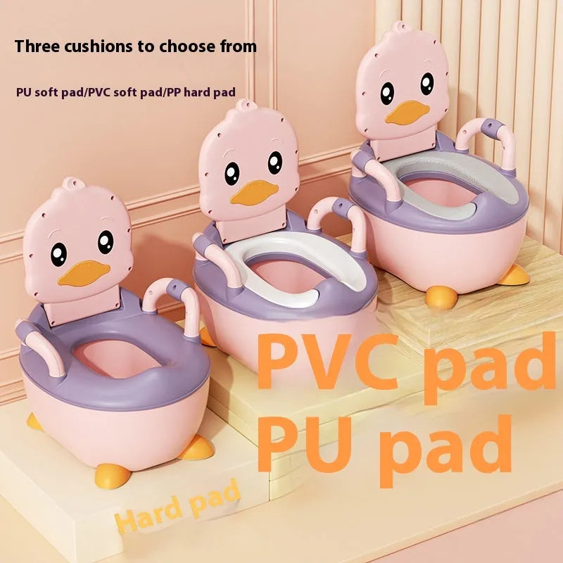 Infant children duck toilet training seat bedpan with soft cushion in pink and yellow colour options
