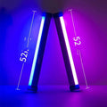 Blue and purple rechargeable LED tube light with dimmable settings for photography and room ambience.