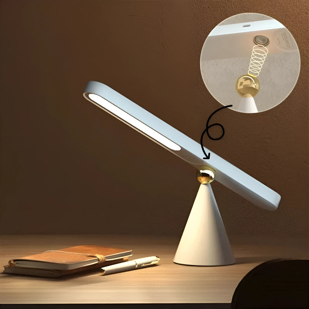 Geometric khaki desk lamp with magnetic wall suction mount and USB cable
