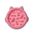 Bone-shaped slow feeder dog bowl with maze pattern in green, pink, or orange colours