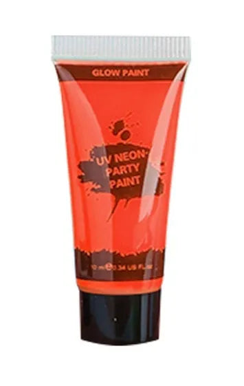 25ml neon face paint tubes in red, yellow, green, purple, orange, and pink colours with safe non-toxic gouache formula