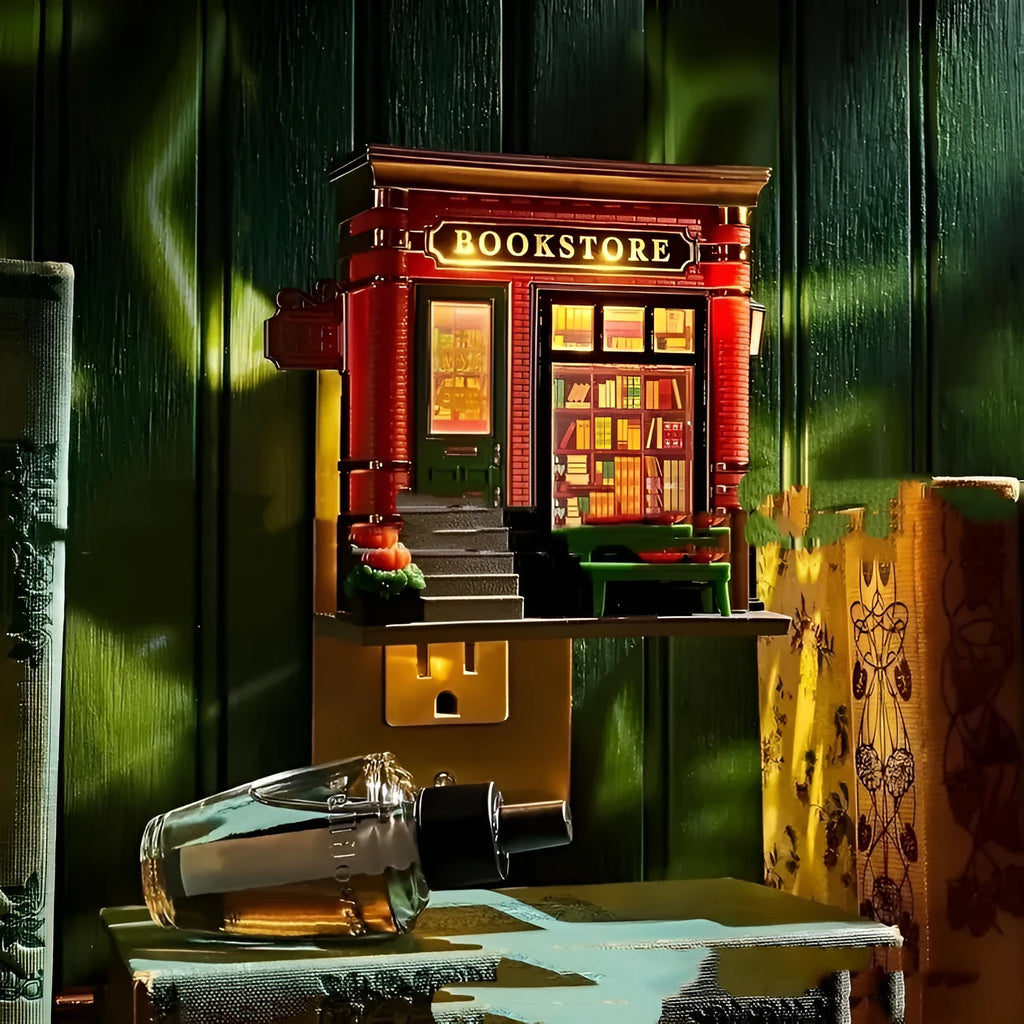 Small resin cartoon house shaped night lamp ornament with a US plug.