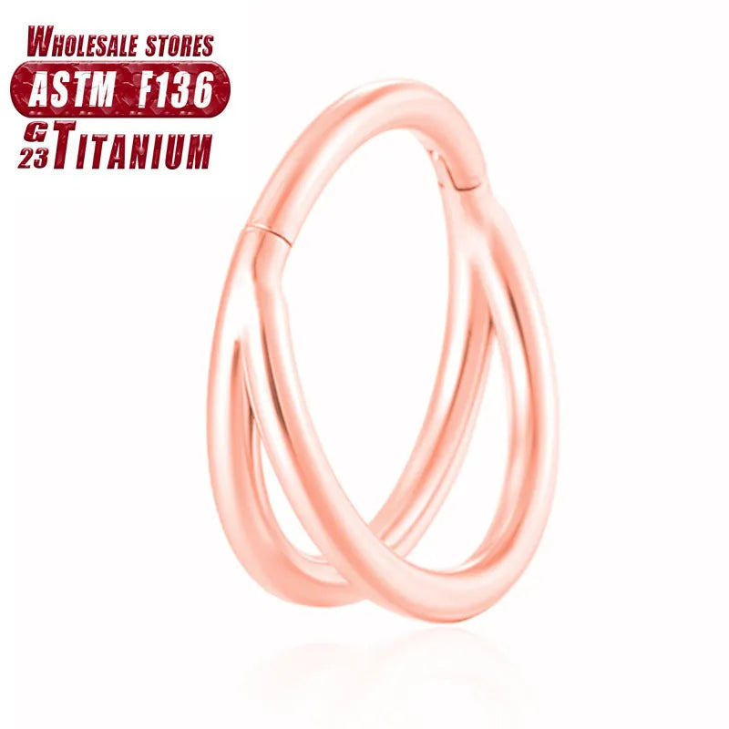 Titanium alloy nose ring piercing stud shown in silver and gold, available in multiple sizes with optional diamond accent.