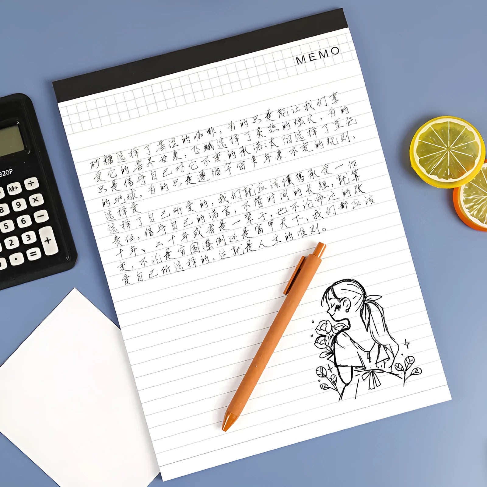 A4 tearable notebook with grid-lined paper and adhesive binding, shown in A4 and A5 sizes