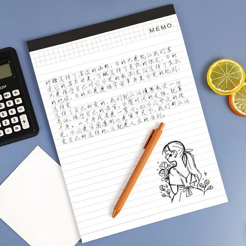 A4 tearable meeting minutes notebook with ivory white grid paper and wireless adhesive binding