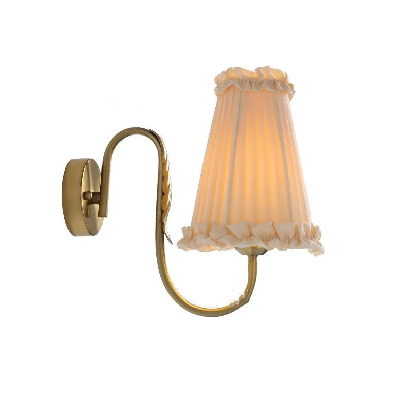 Wheat wall lamp with fabric shade and iron body for bedroom bedside