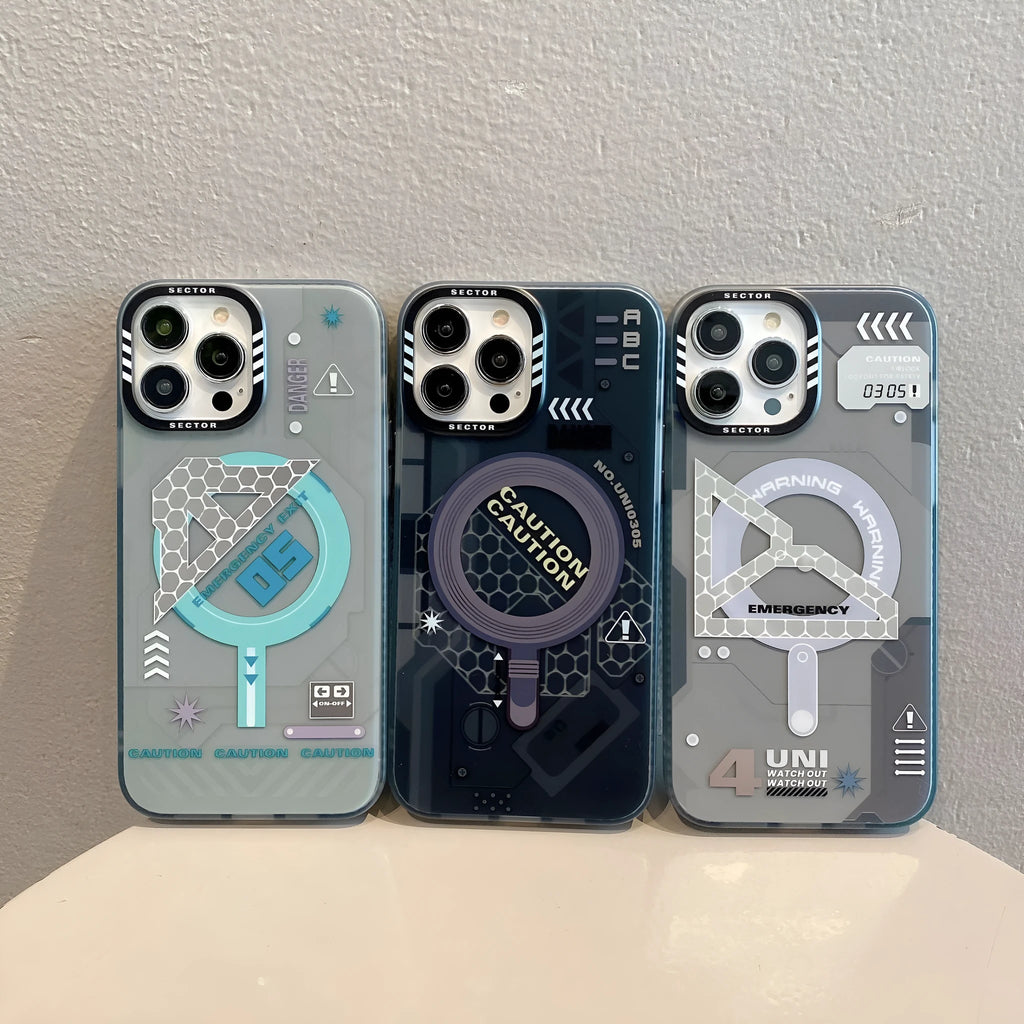 Magnetic frosted iPhone case for 15 Pro Max in black, grey, and light greenish blue with PC anti-fingerprint cover