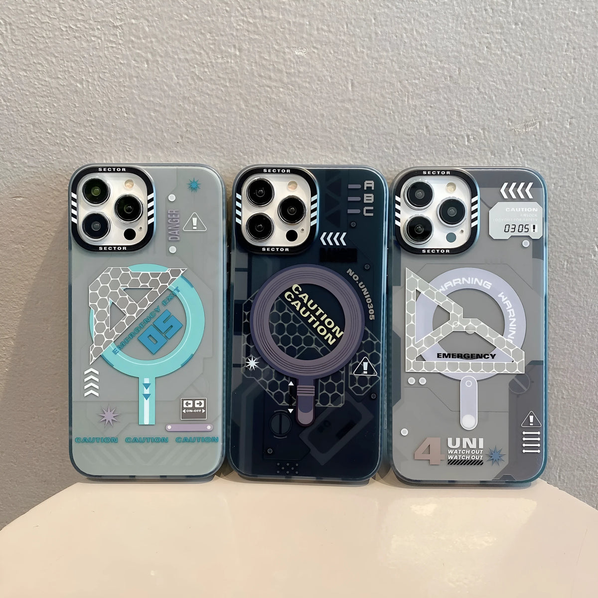 Magnetic frosted iPhone case for 15 Pro Max in black, grey, and light greenish blue with PC anti-fingerprint cover