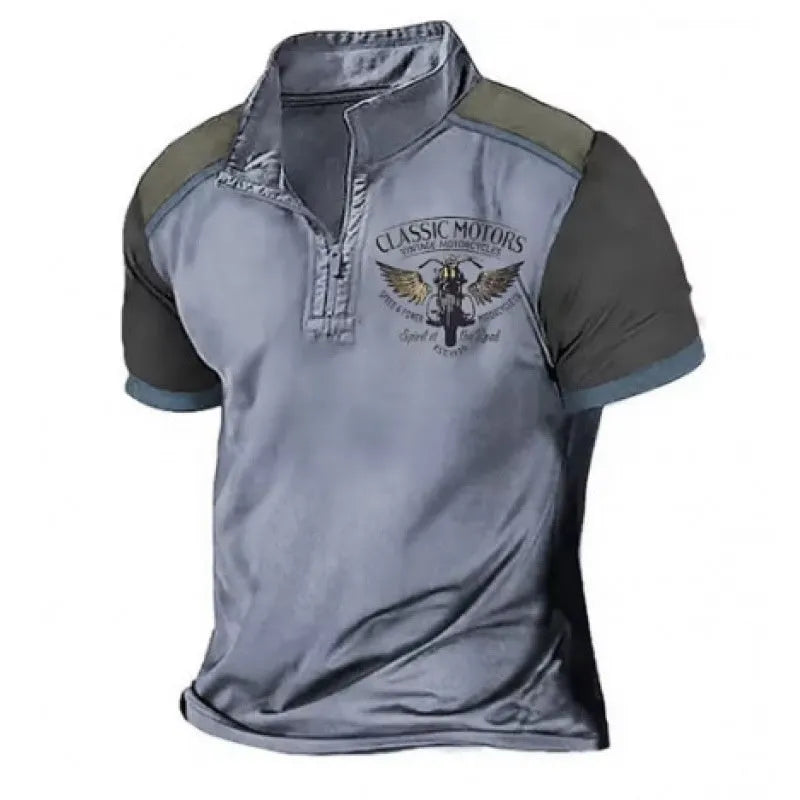 Solid colour golf polo shirt with 3D digital printing and loose fit pullover design