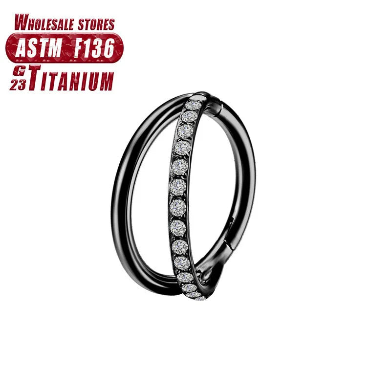 Titanium alloy fork nose ring in silver, gold, black, rose gold and colourful finishes.