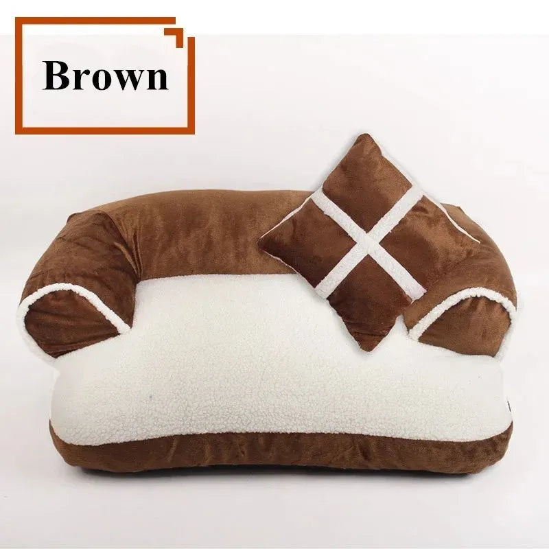 Soft dog bed cat sofa classic England style winter warm sleeping bed in brown colour with raised rim nest design
