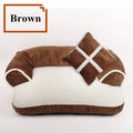 Soft dog bed cat sofa classic England style winter warm sleeping bed in brown colour with raised rim nest design