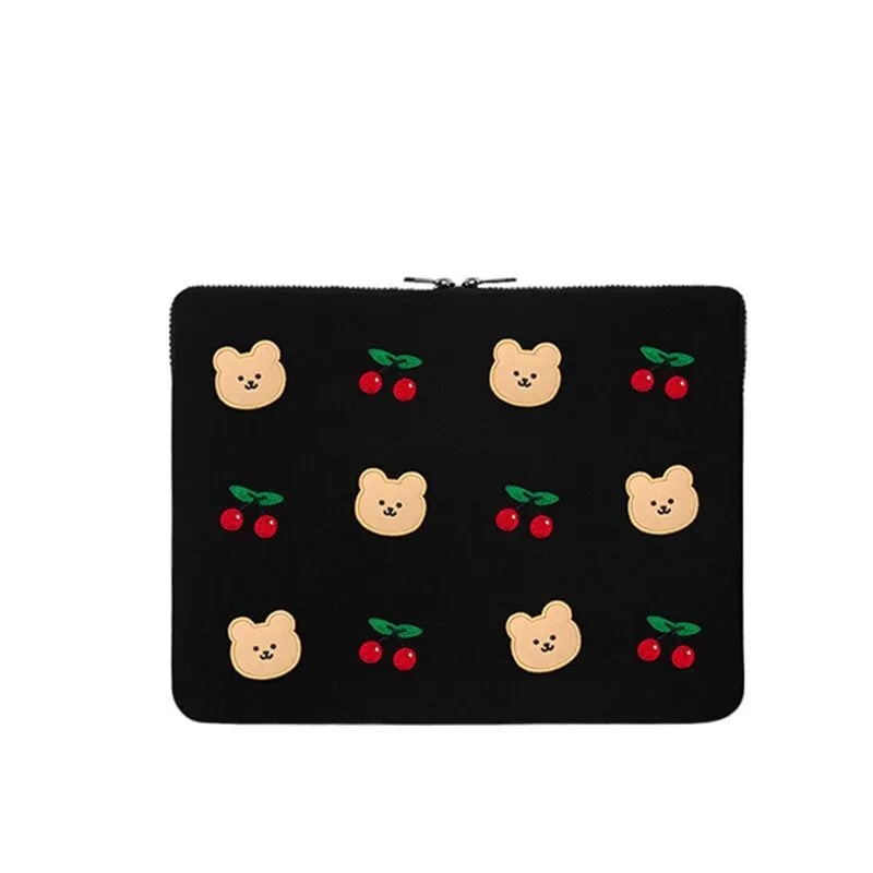 Embroidered laptop sleeve with animal pattern for 13.3 to 15.6 inch laptops