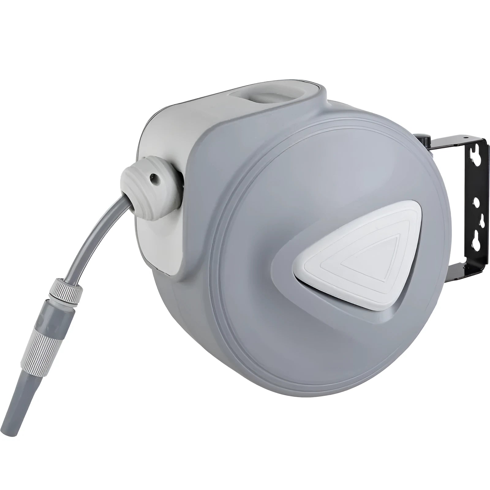 Automatic retractable hose reel with 10m PVC water pipe in compact housing for car wash and garden use