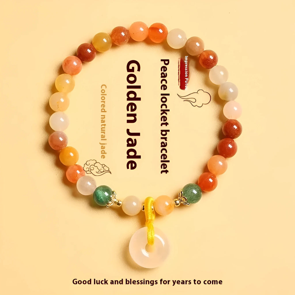 Chinese style handmade bracelet with peace clasp safety buckle and 6mm agate beads