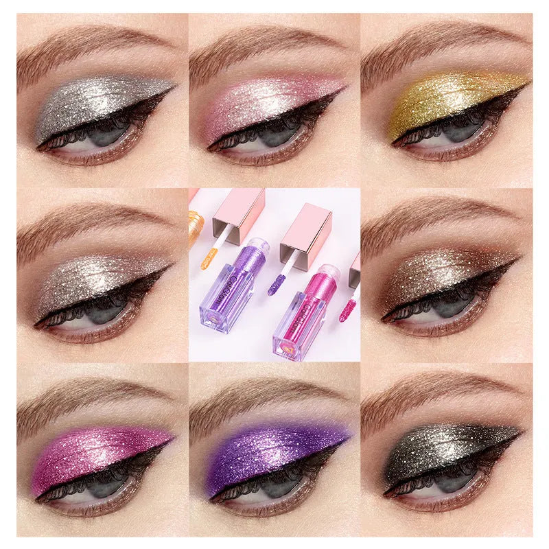 Pearl glitter liquid eyeshadow set with eight or more multicolour shades, C005 black colour option.