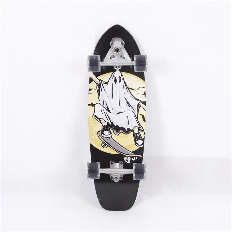 White maple wooden street scooter with 31-inch length for urban riding