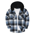 Loose fit casual flannel hooded plaid shirt in polyester with multiple colour options