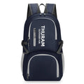 Portable folding shoulder bag 20-35L in dark blue for outdoor hiking