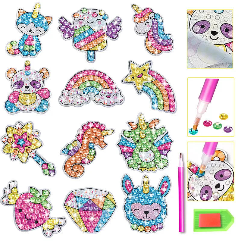 Diamond stickers refrigerator magnets plastic educational toy set in colour box packaging with diamond note papers