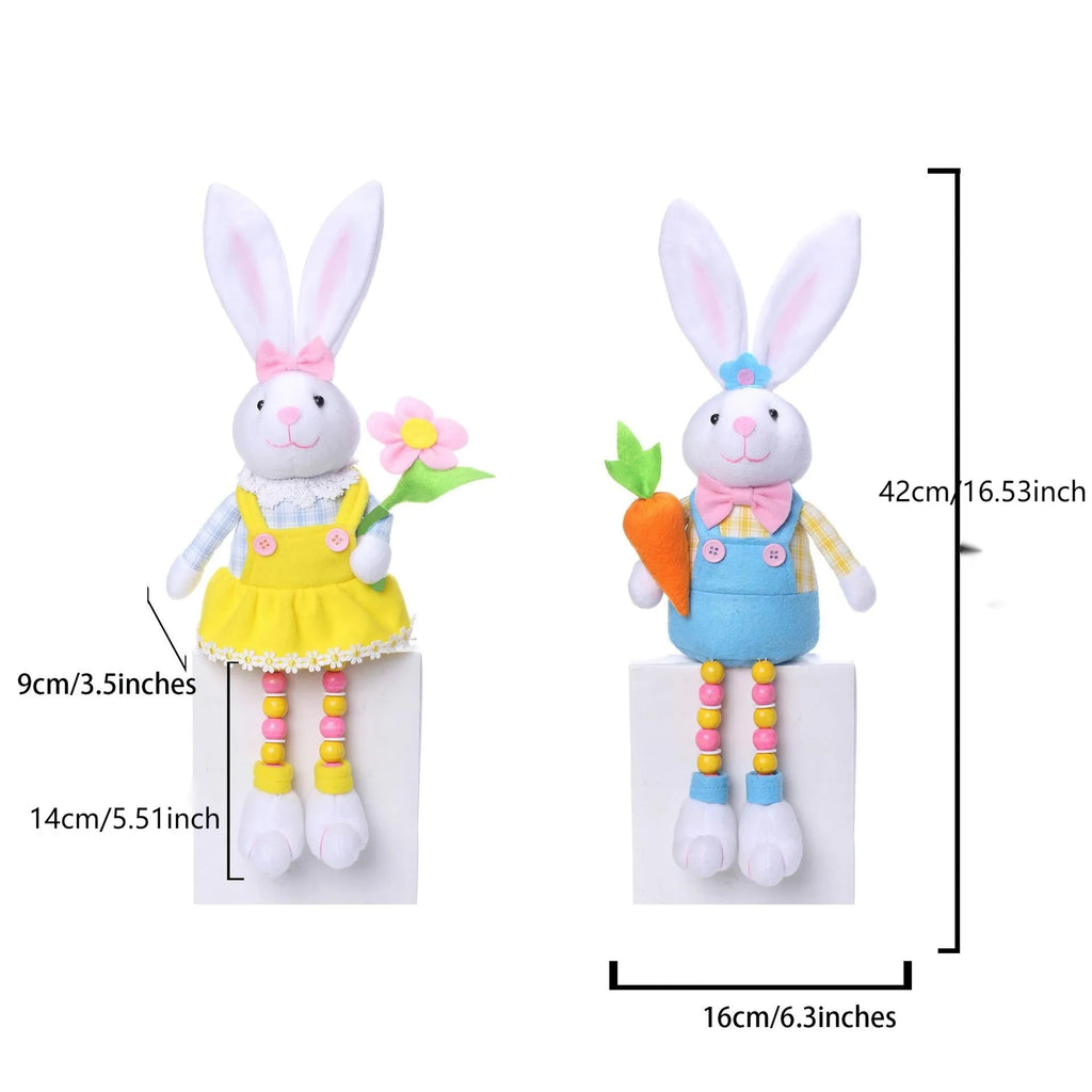 Easter bunny pastoral doll ornament in non-woven fabric in radish colour style for spring decoration