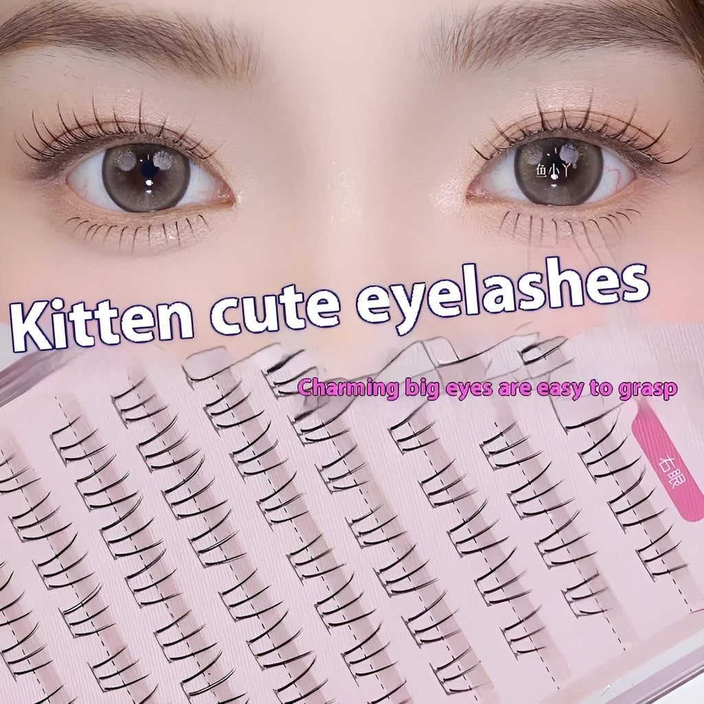 12-row lower false eyelashes with sheer root and pointed tails in 4-5-6mm lengths