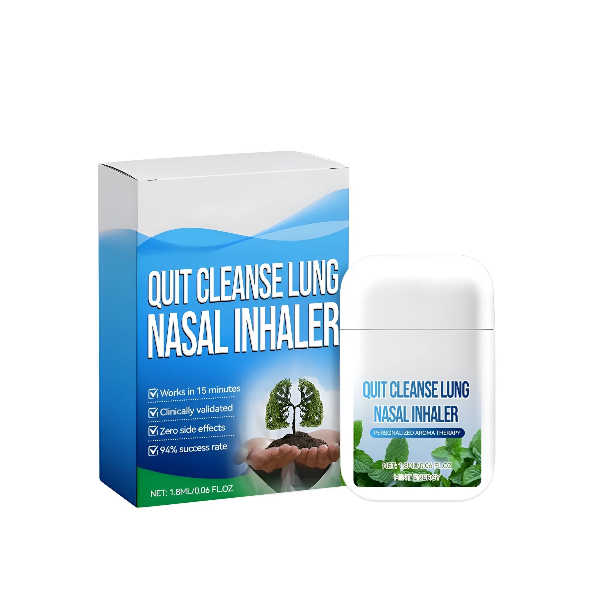 Mint soothing nasal suction device with 1.8ml capacity and natural herbal ingredients