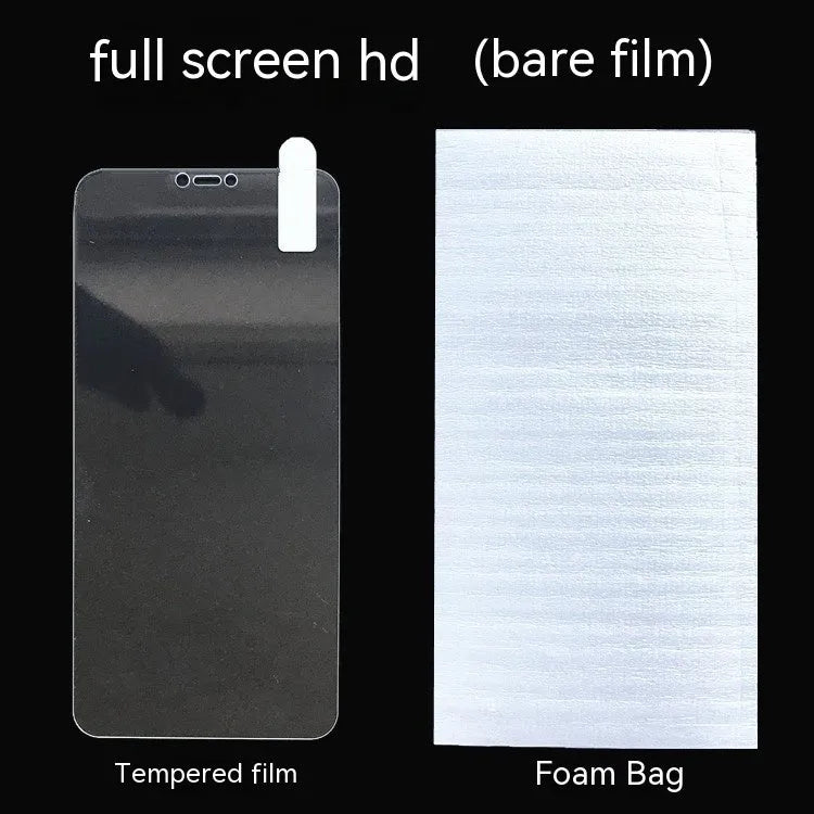 Samsung phone with HD tempered glass screen protector showing full screen coverage