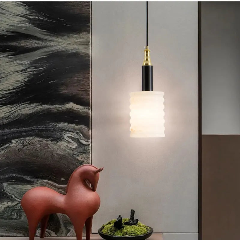 Marble pendant light in small D12cm and large D15cm sizes for living room or bedroom, 220V