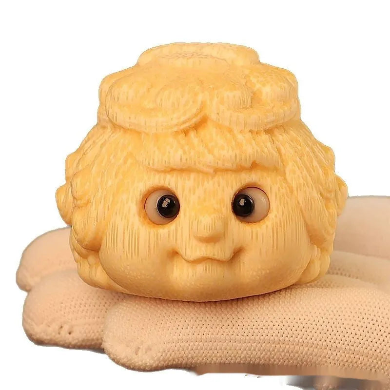 Golden toad princess ornament carved from bamboo with cute style design