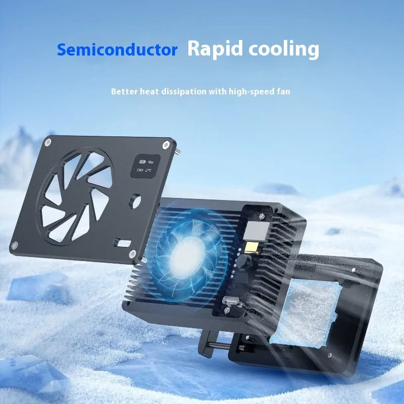 Black aluminium smart cooling radiator fan with multiple fins measuring 89mm x 52mm