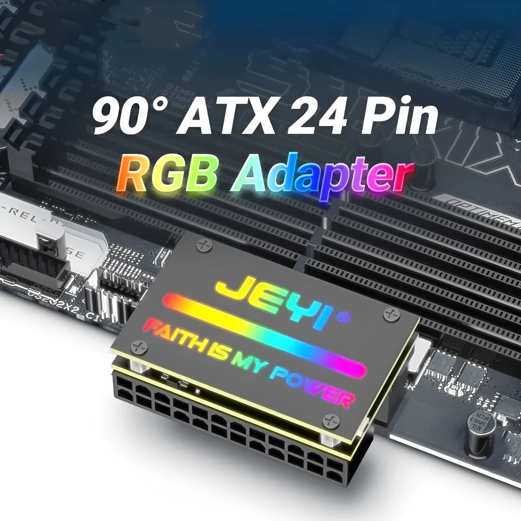 24Pin ATX power supply 90-degree steering elbow with RGB lighting