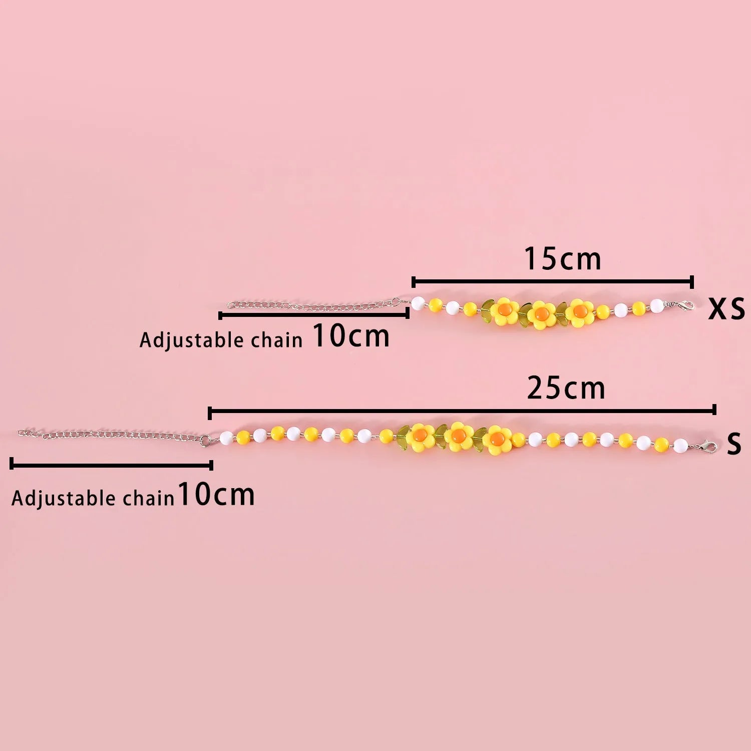 Colourful plastic bead pet necklace in peach, rainbow, and small flower designs for cats and dogs
