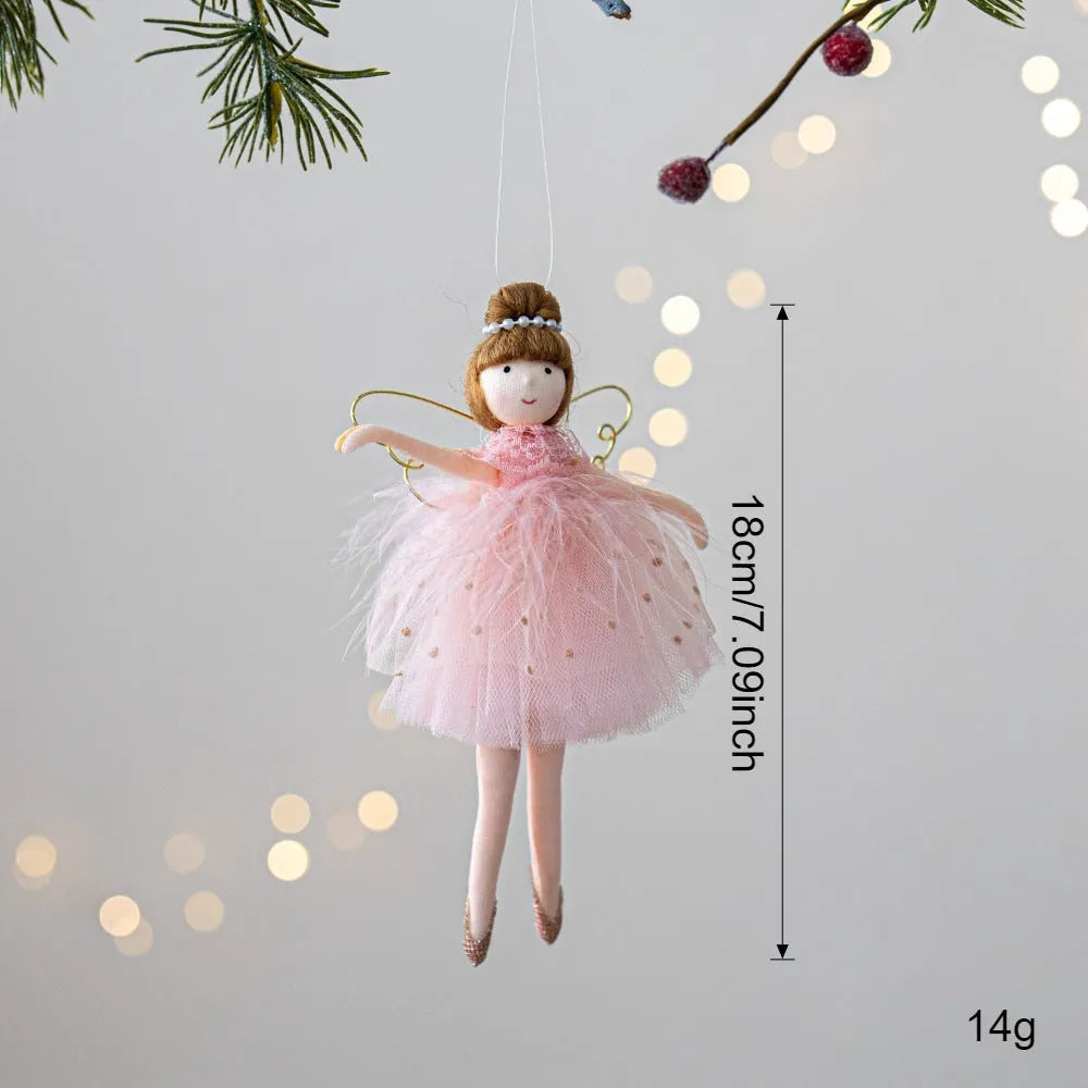 Pink and white cloth ballet girl angel doll plush pendant with modern simplicity design