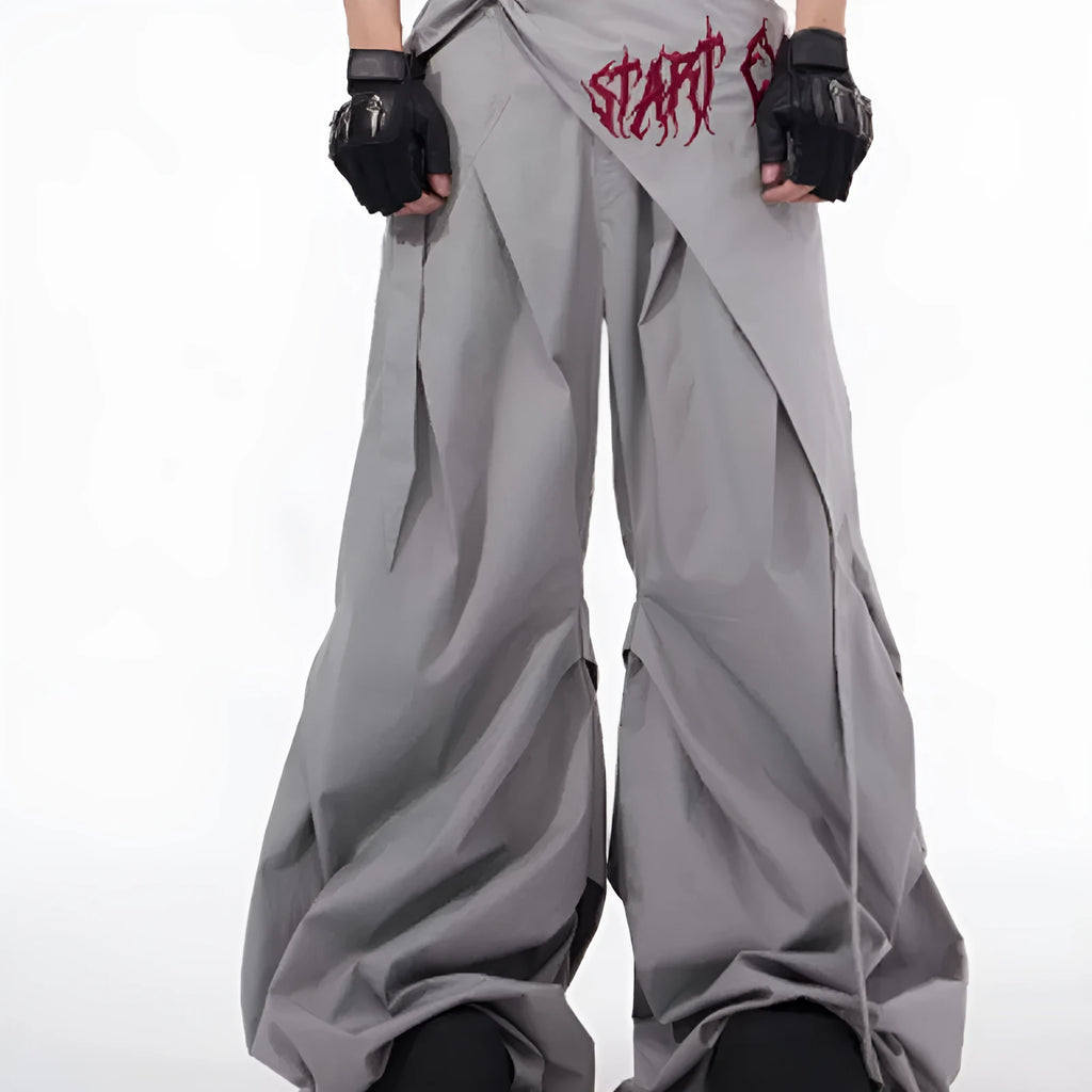 Korean style boys wide-leg summer pants in black or grey solid colours