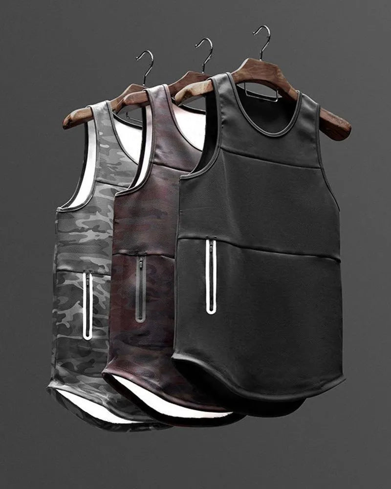 Men's quick-drying sports vest, cotton blend, sleeveless running top, five colours, sizes M-XXXL