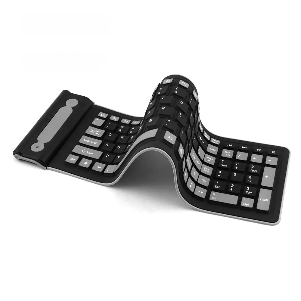 24g folding wireless silicone keyboard in Style1 shape on desk