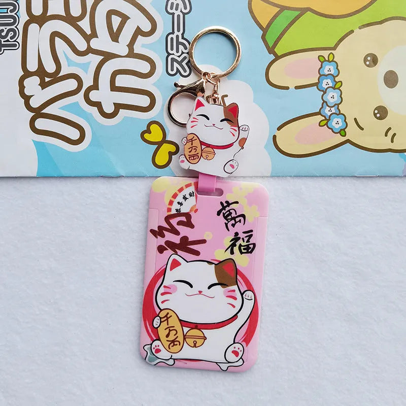 Lucky Cat Tens of Thousands of Blessings certificate in plastic sleeve with ferrule pendant, cartoon style